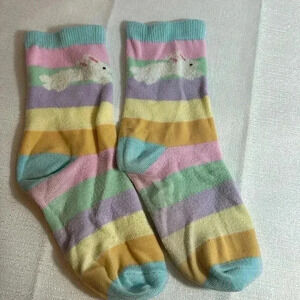 Easter bunny rabbit pastel socks 6” toe to heel